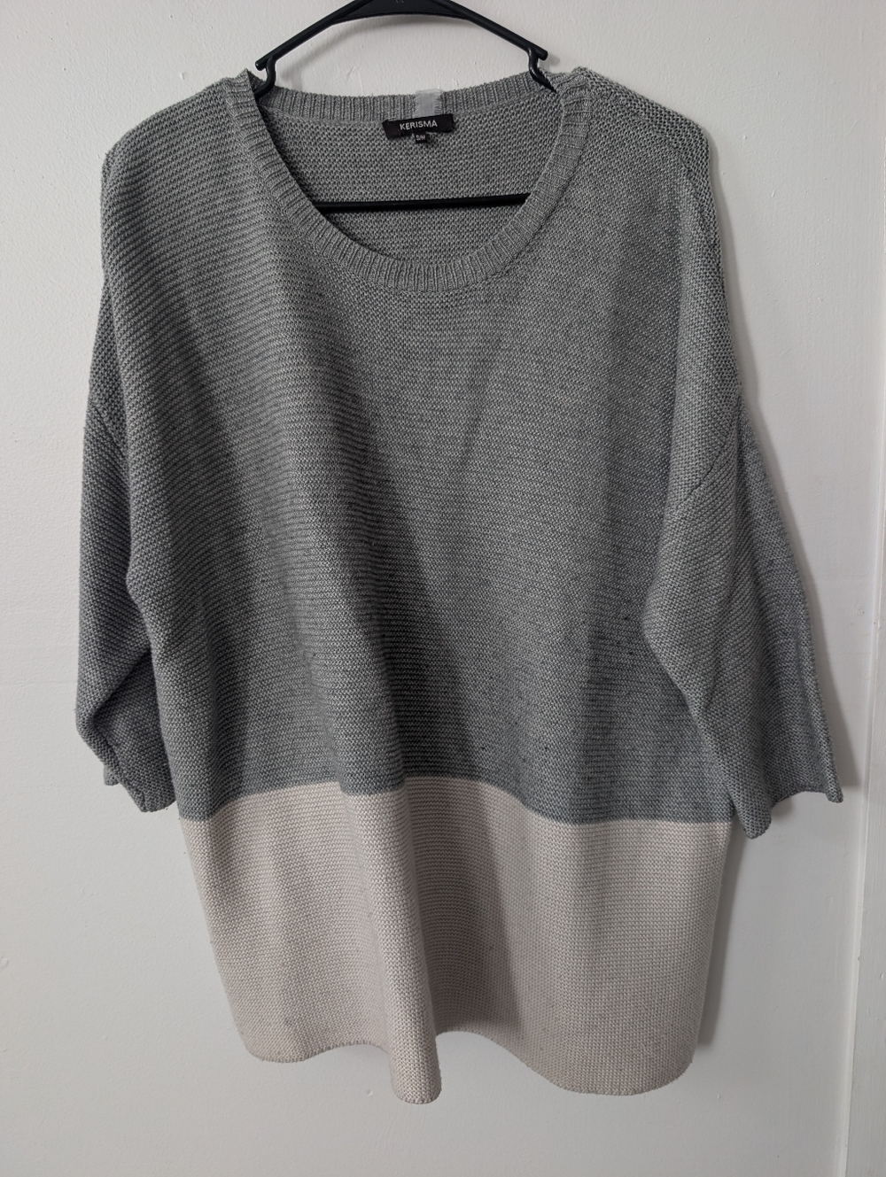 Kerisma Gray Cream Color Block Oversized Sweater